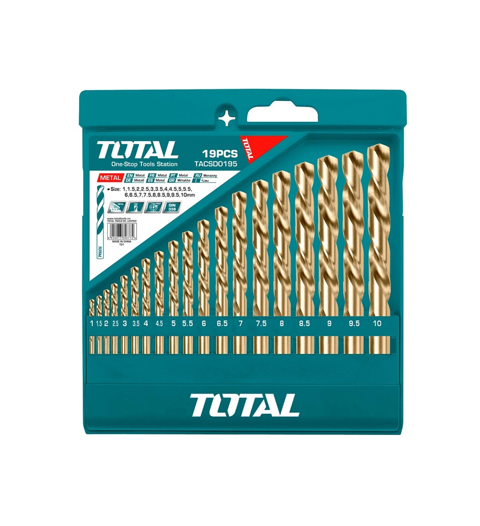 Total 19Pcs HSS Twist Drill Bits Set (TACSD0195)